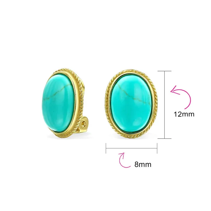 7CT Oval Cabochon Gemstones 14K Gold Plated Sterling Silver ClipOn Earrings BlingJewelry Wholesale Earrings 7CT Oval Cabochon Gemstones 14K Gold Plated Sterling Silver ClipOn Earrings BlingJewelry Wholesale Earrings