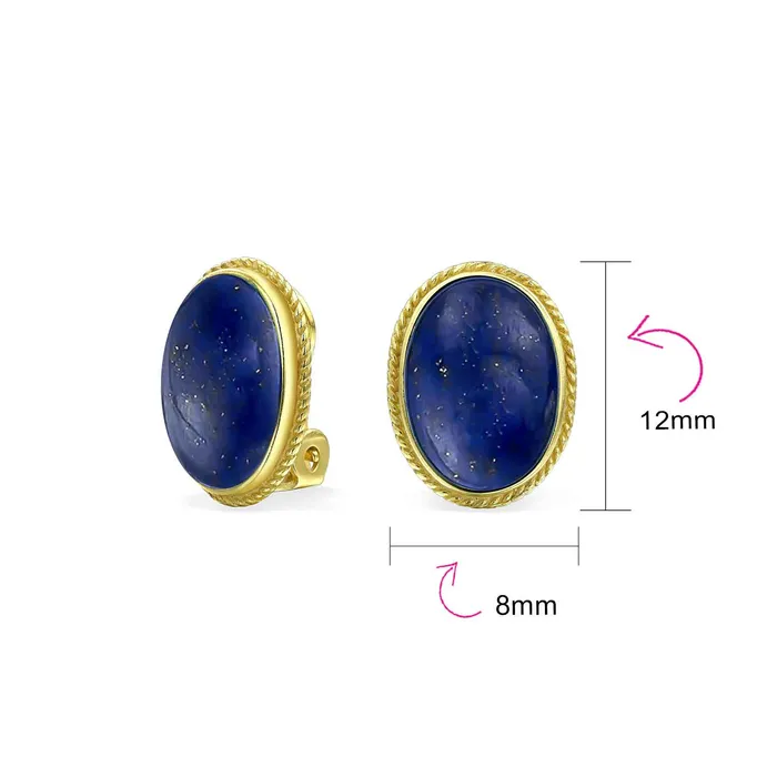 7CT Oval Cabochon Gemstones 14K Gold Plated Sterling Silver ClipOn Earrings BlingJewelry Wholesale Earrings 7CT Oval Cabochon Gemstones 14K Gold Plated Sterling Silver ClipOn Earrings BlingJewelry Wholesale Earrings