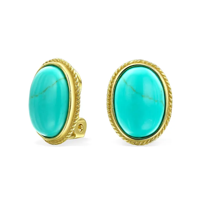 7CT Oval Cabochon Gemstones 14K Gold Plated Sterling Silver ClipOn Earrings BlingJewelry Wholesale Earrings 7CT Oval Cabochon Gemstones 14K Gold Plated Sterling Silver ClipOn Earrings BlingJewelry Wholesale Earrings