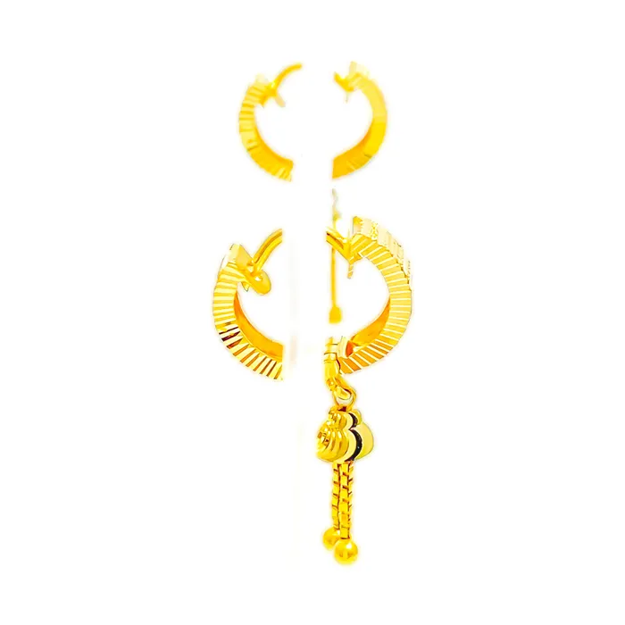 Andaaz Jewelers Alternating Opulent 22k Gold UBali Earrings Earrings