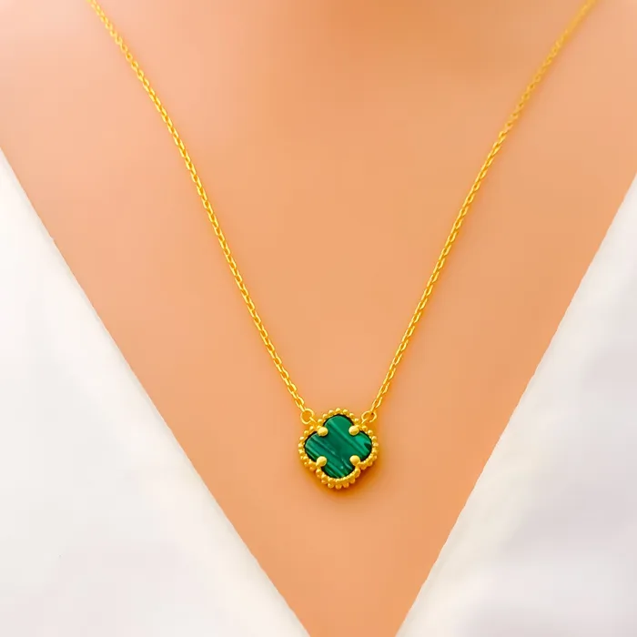 Andaaz Jewelers Captivating Artistic 21k Gold Clover Necklace Set Necklaces Andaaz Jewelers Captivating Artistic 21k Gold Clover Necklace Set Necklaces
