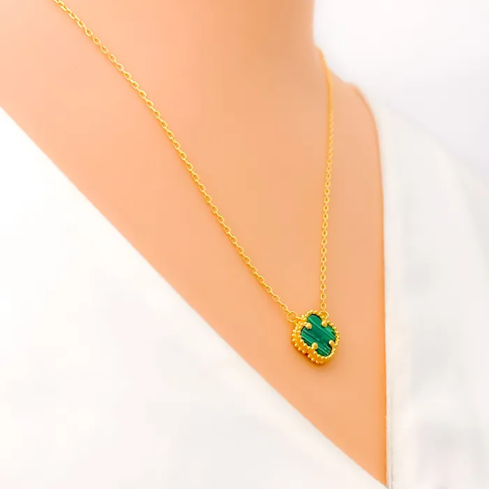 Andaaz Jewelers Captivating Artistic 21k Gold Clover Necklace Set Necklaces