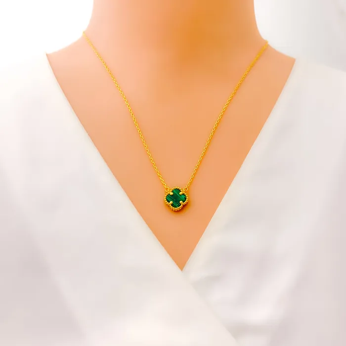 Andaaz Jewelers Captivating Artistic 21k Gold Clover Necklace Set Necklaces