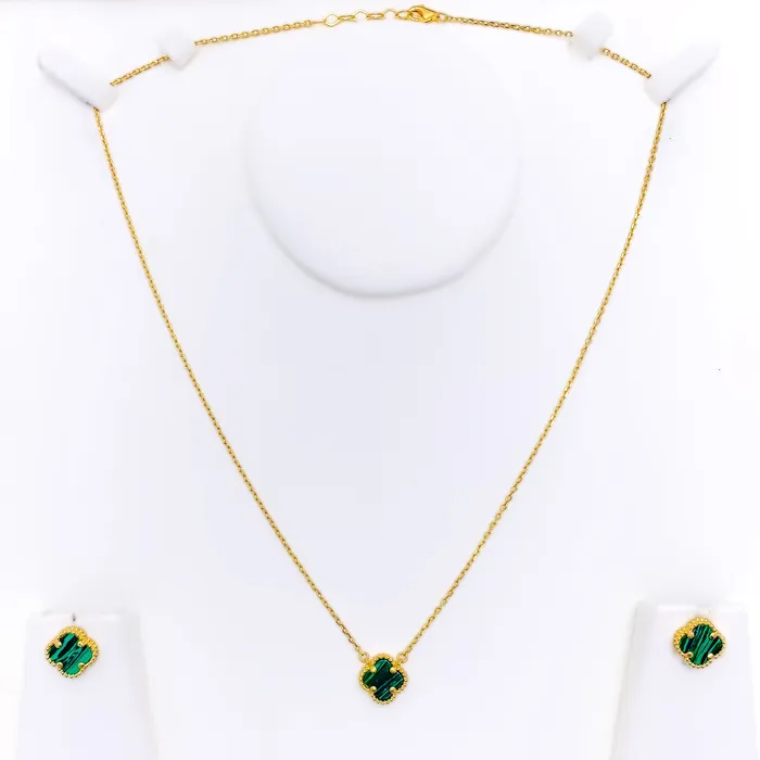 Andaaz Jewelers Captivating Artistic 21k Gold Clover Necklace Set Necklaces