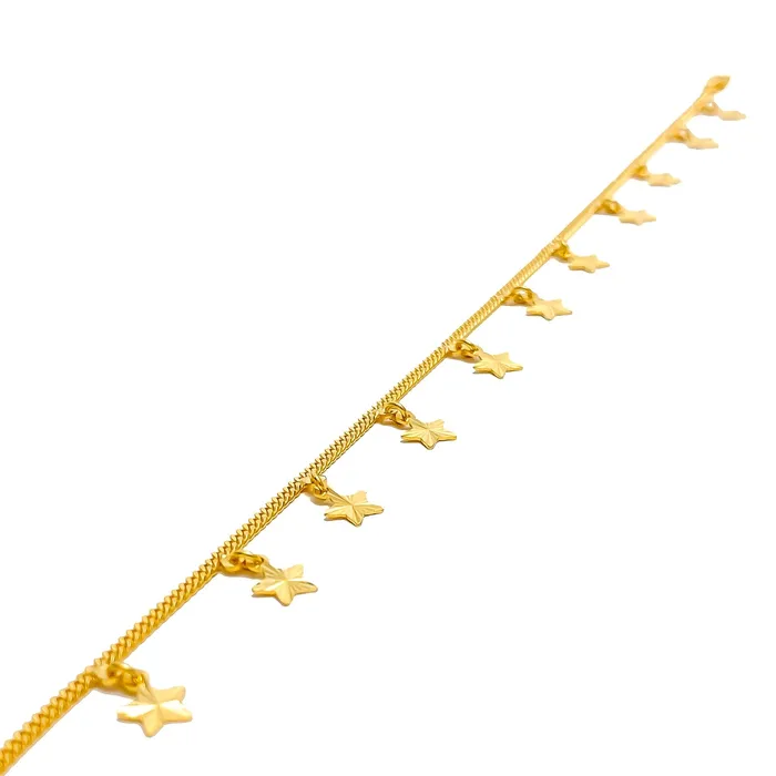 Andaaz Jewelers Charm Necklaces Sparkling Star Charm 22K Gold Anklet