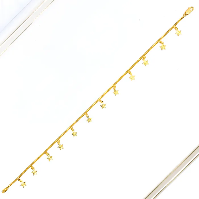 Andaaz Jewelers Charm Necklaces Sparkling Star Charm 22K Gold Anklet