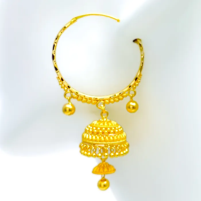 Andaaz Jewelers Earrings Charming Dual Layered 22K Gold Bali Earrings
