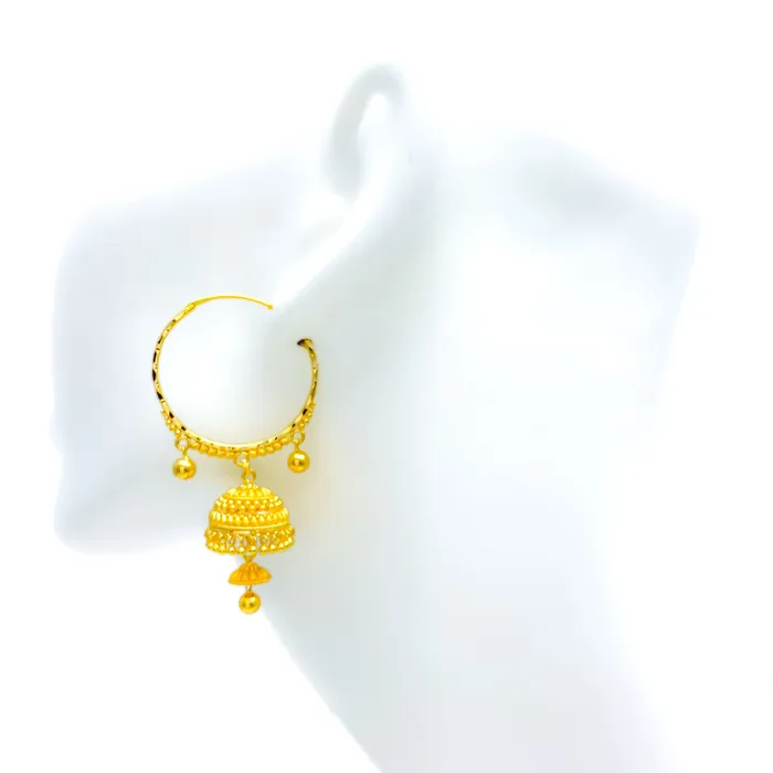 Andaaz Jewelers Earrings Charming Dual Layered 22K Gold Bali Earrings