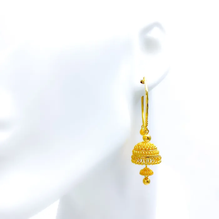Andaaz Jewelers Earrings Charming Dual Layered 22K Gold Bali Earrings