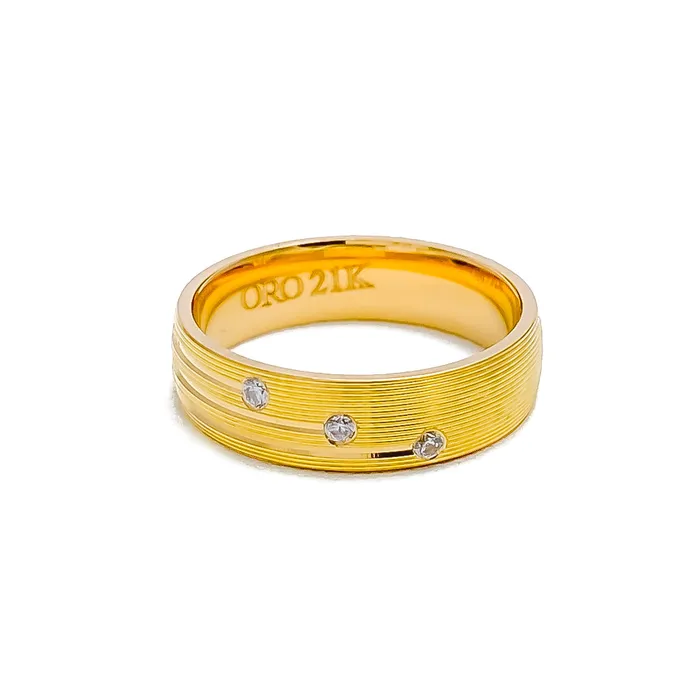 Andaaz Jewelers Effortless Everyday 21k Gold CZ Band Rings