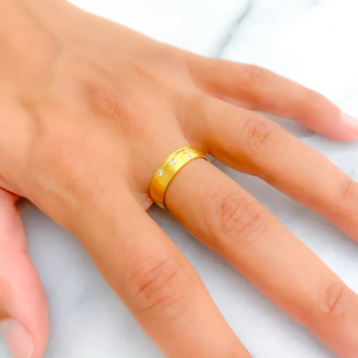 Andaaz Jewelers Effortless Everyday 21k Gold CZ Band Rings