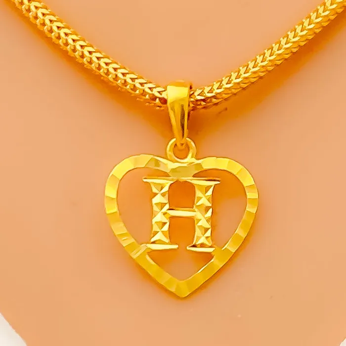 Andaaz Jewelers H 22k Gold Letter Pendant PreStyled Sets