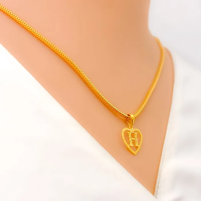 Andaaz Jewelers H 22k Gold Letter Pendant PreStyled Sets