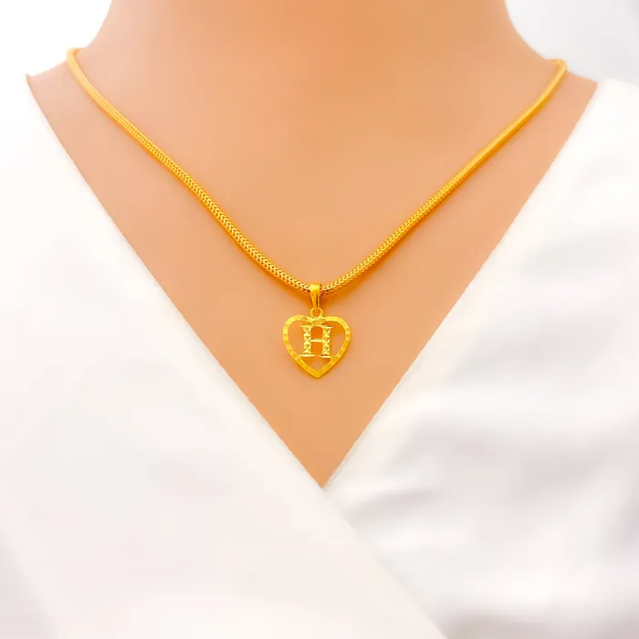 Andaaz Jewelers H 22k Gold Letter Pendant PreStyled Sets