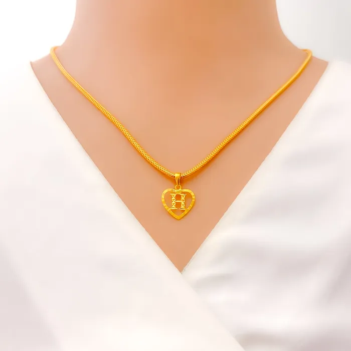 Andaaz Jewelers H 22k Gold Letter Pendant PreStyled Sets
