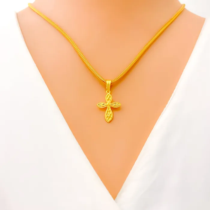 Andaaz Jewelers Necklaces Eternal Vibrant 22k Gold Cross Pendant