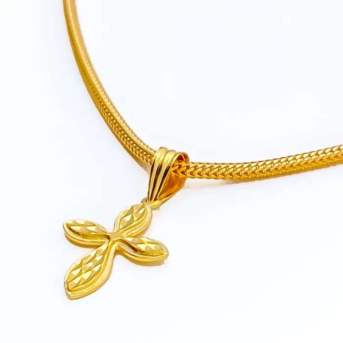 Andaaz Jewelers Necklaces Eternal Vibrant 22k Gold Cross Pendant