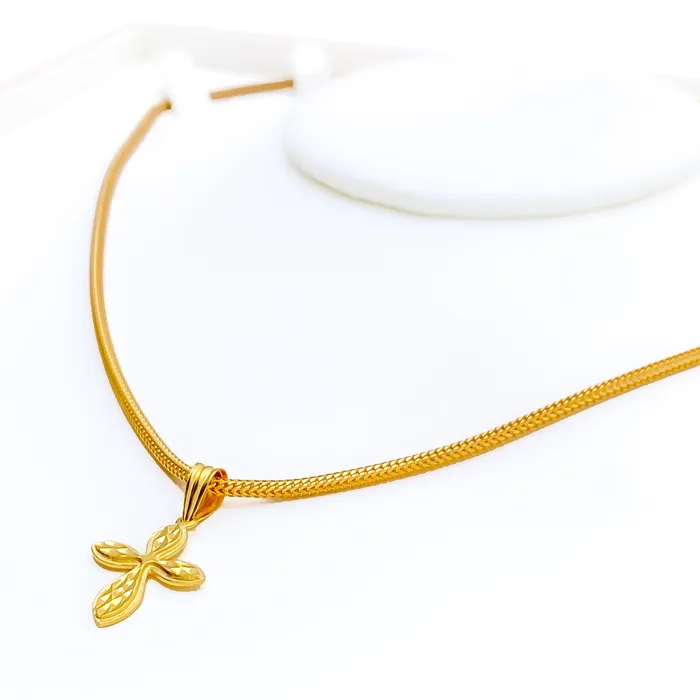 Andaaz Jewelers Necklaces Eternal Vibrant 22k Gold Cross Pendant