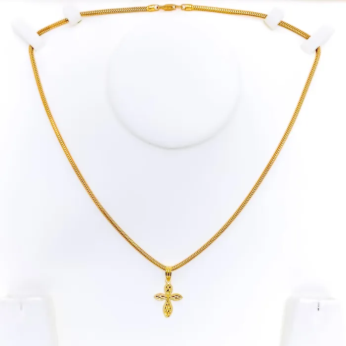 Andaaz Jewelers Necklaces Eternal Vibrant 22k Gold Cross Pendant