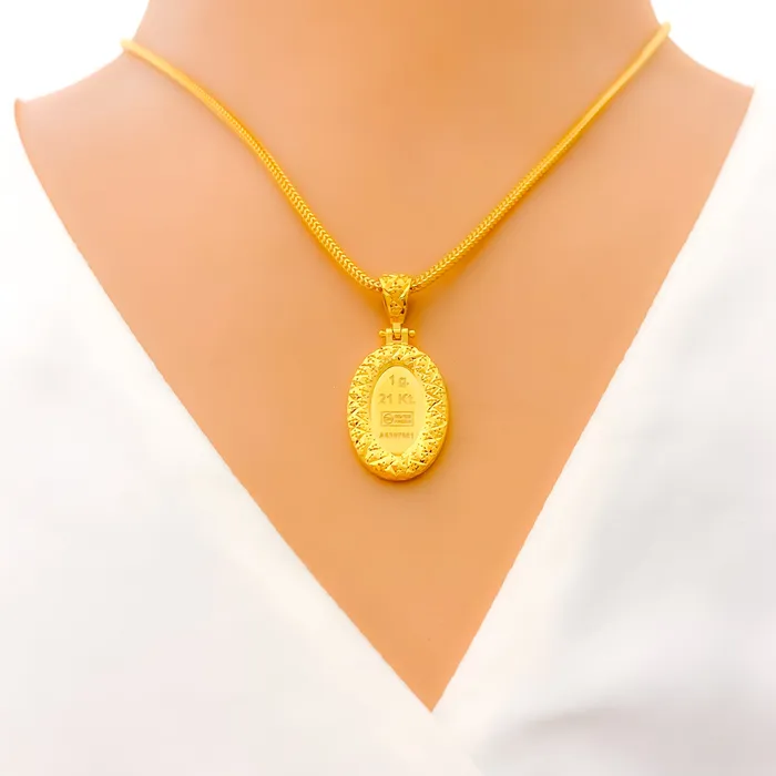 Andaaz Jewelers Necklaces Majestic Oval 21K Gold Pendant
