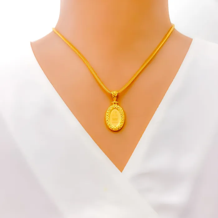Andaaz Jewelers Necklaces Majestic Oval 21K Gold Pendant