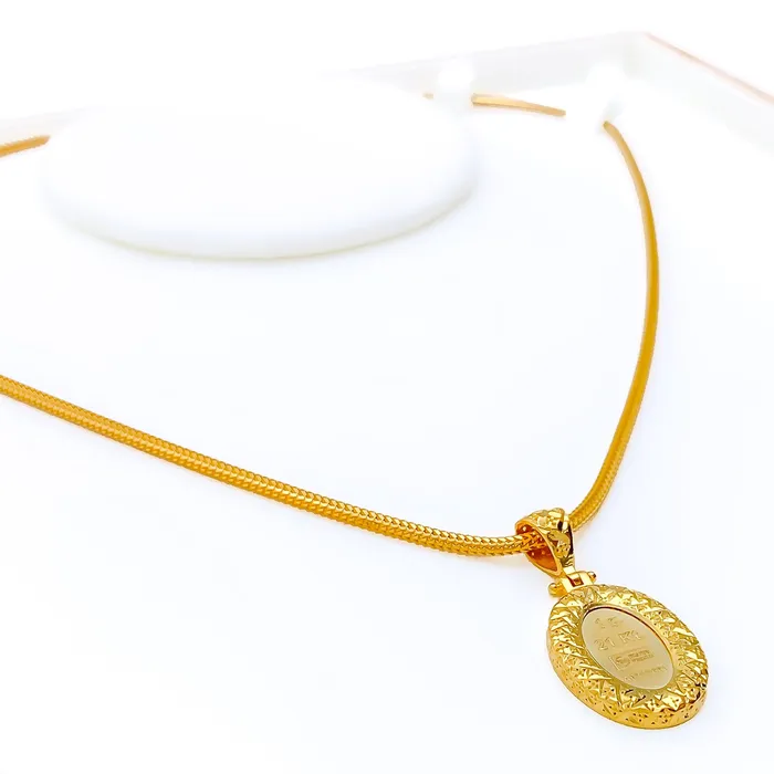 Andaaz Jewelers Necklaces Majestic Oval 21K Gold Pendant