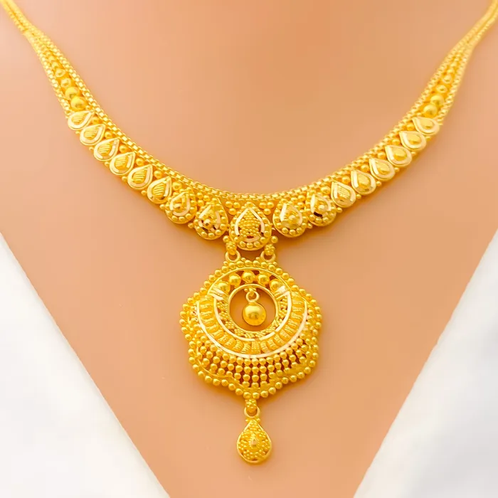 Andaaz Jewelers Necklaces Mesmerizing Peacock Feather Accented 22k Gold Necklace Set