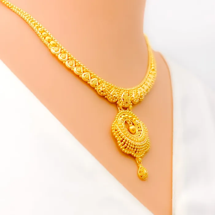 Andaaz Jewelers Necklaces Mesmerizing Peacock Feather Accented 22k Gold Necklace Set