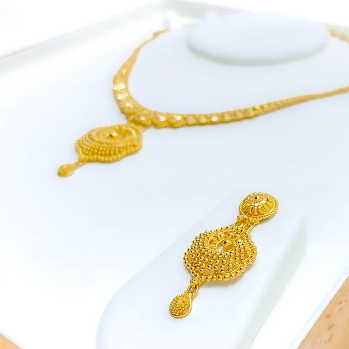 Andaaz Jewelers Necklaces Mesmerizing Peacock Feather Accented 22k Gold Necklace Set