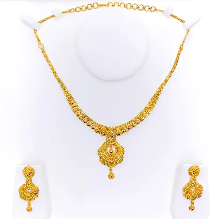 Andaaz Jewelers Necklaces Mesmerizing Peacock Feather Accented 22k Gold Necklace Set