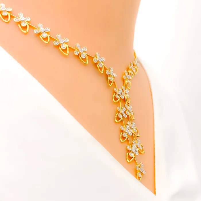 Andaaz Jewelers Necklaces Sparkling Floral Vine Diamond 18k Gold Necklace Set Andaaz Jewelers Necklaces Sparkling Floral Vine Diamond 18k Gold Necklace Set