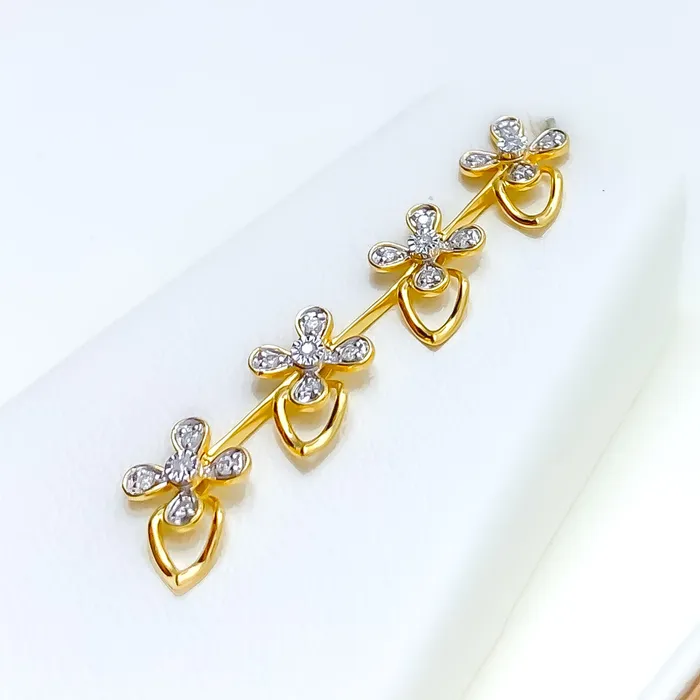 Andaaz Jewelers Necklaces Sparkling Floral Vine Diamond 18k Gold Necklace Set