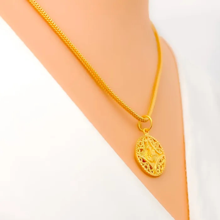 Andaaz Jewelers PreStyled Sets Iconic Netted 22k Gold Allah Pendant