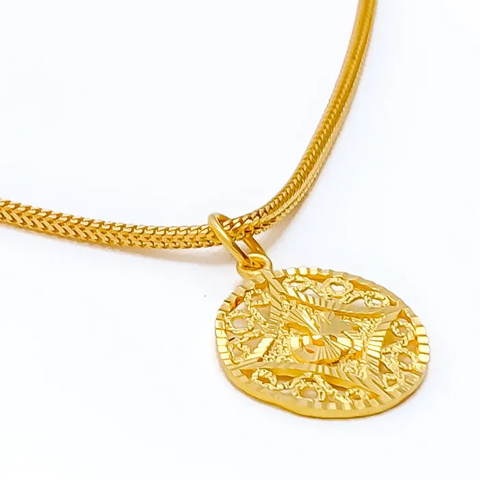 Andaaz Jewelers PreStyled Sets Iconic Netted 22k Gold Allah Pendant