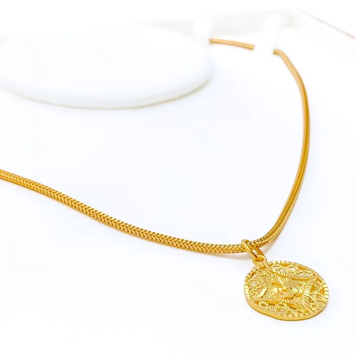 Andaaz Jewelers PreStyled Sets Iconic Netted 22k Gold Allah Pendant