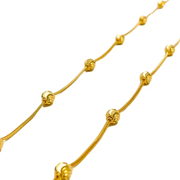 Andaaz Jewelers PreStyled Sets Interlinked Wavy Orb 21K Gold Anklet Pair