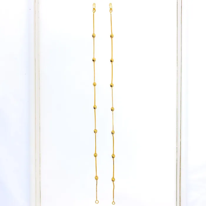 Andaaz Jewelers PreStyled Sets Interlinked Wavy Orb 21K Gold Anklet Pair