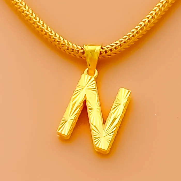 Andaaz Jewelers PreStyled Sets Minimalist Twinkling 22k Gold Letter Pendant