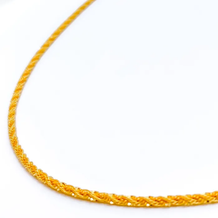 Andaaz Jewelers PreStyled Sets Slender Fancy Braided Rope 22K Gold Chain 16 Andaaz Jewelers PreStyled Sets Slender Fancy Braided Rope 22K Gold Chain 16