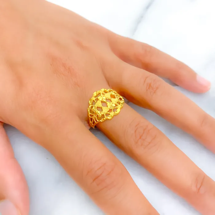 Andaaz Jewelers Rings Charming Intricate 22k Gold Ring