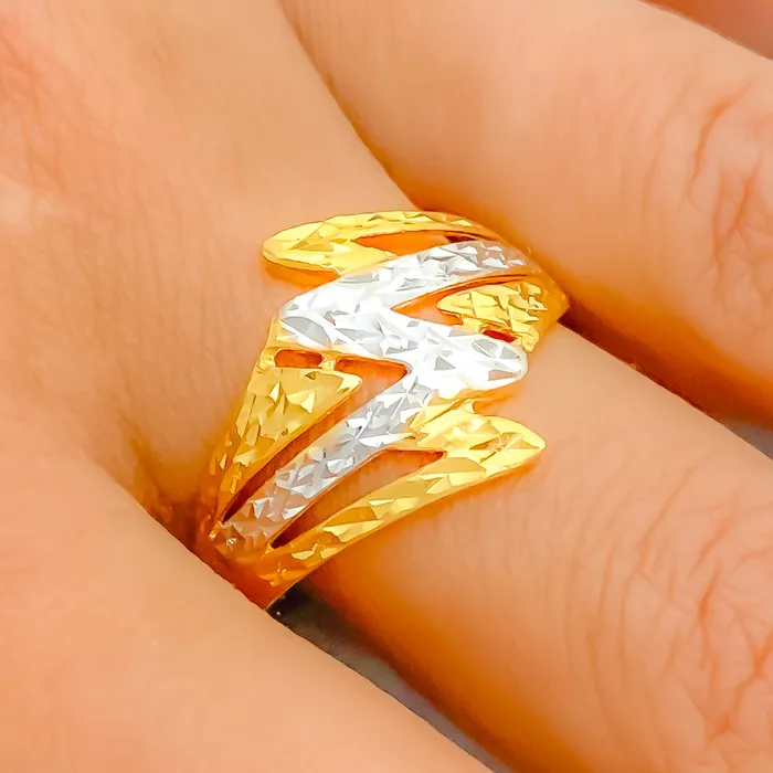Andaaz Jewelers Rings Distinct Bright Lightning 22k Gold Ring