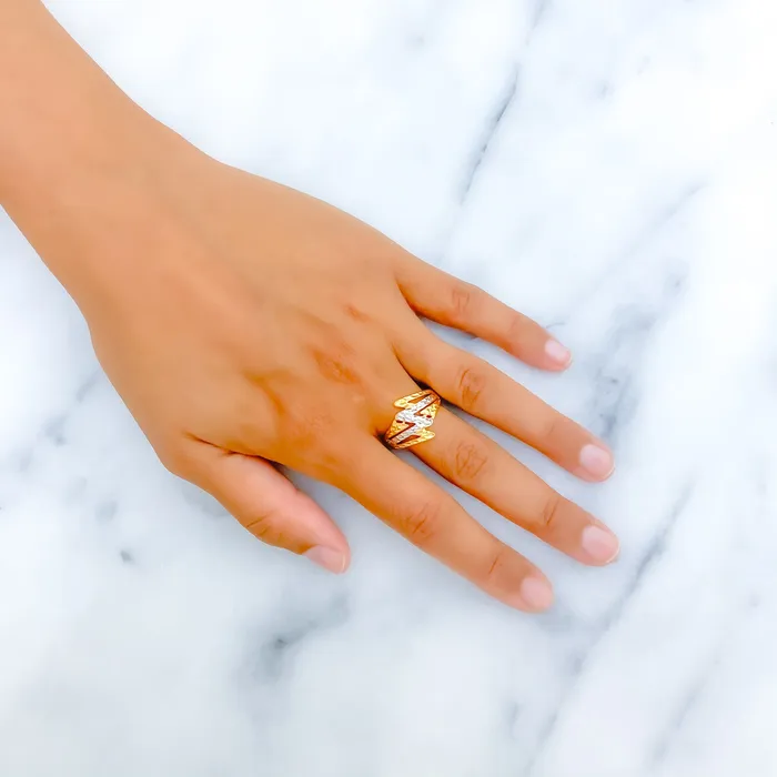 Andaaz Jewelers Rings Distinct Bright Lightning 22k Gold Ring