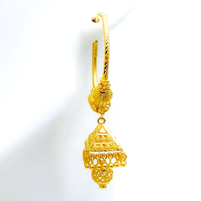 Andaaz Jewelers Unique Pyramid 22K Gold Chandelier Bali Earrings Earrings