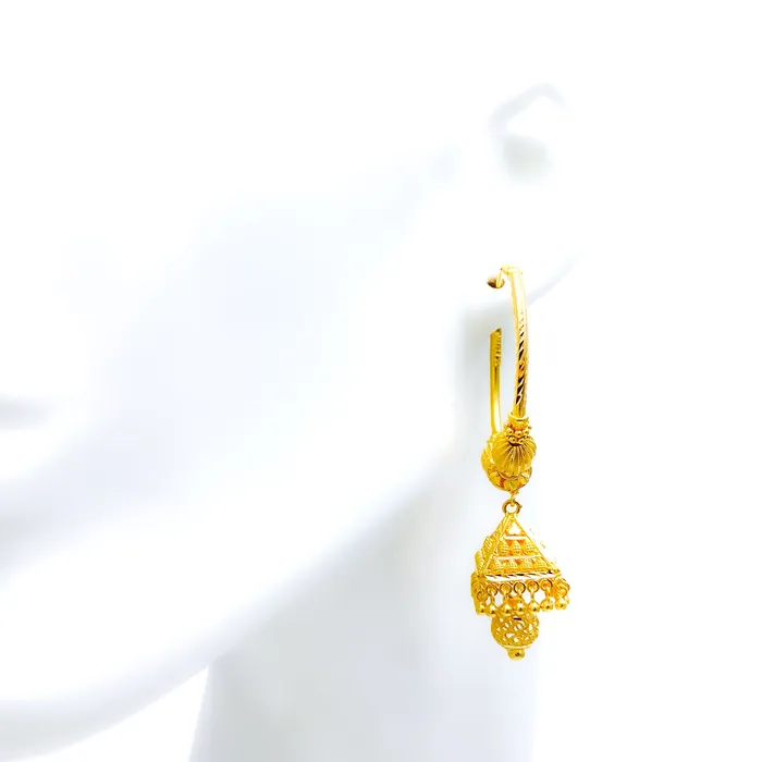 Andaaz Jewelers Unique Pyramid 22K Gold Chandelier Bali Earrings Earrings