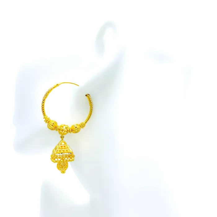 Andaaz Jewelers Unique Pyramid 22K Gold Chandelier Bali Earrings Earrings
