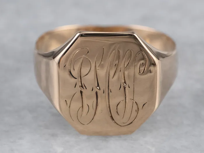 Antique Monogram Octagonal Gold Signet Ring Market Square Jewelers Rings Antique Monogram Octagonal Gold Signet Ring Market Square Jewelers Rings