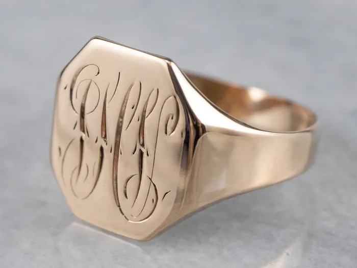 Antique Monogram Octagonal Gold Signet Ring Market Square Jewelers Rings Antique Monogram Octagonal Gold Signet Ring Market Square Jewelers Rings