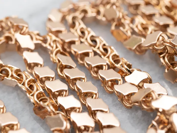Antique Rose Gold Fancy Link Chain Market Square Jewelers Necklaces