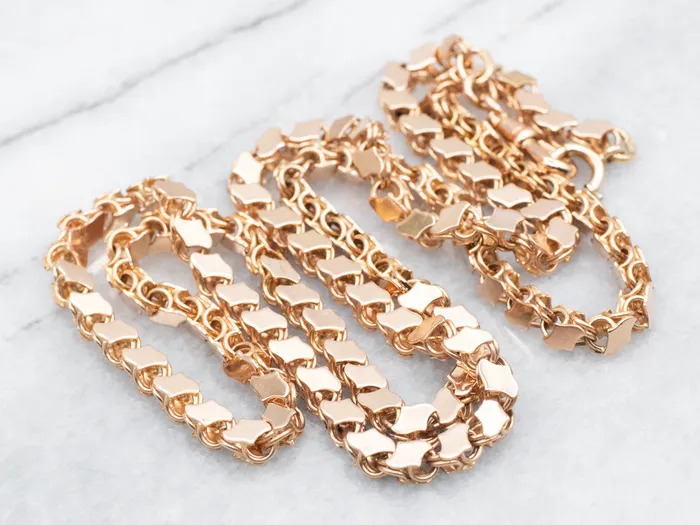 Antique Rose Gold Fancy Link Chain Market Square Jewelers Necklaces