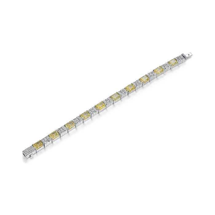 aporro Bracelets Crushed Ice Circulation Tennis Bracelet Fancy Yellow